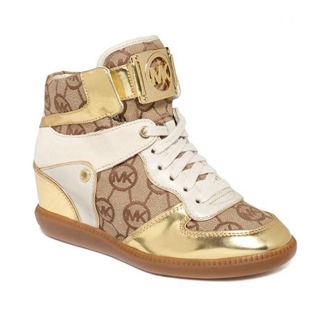 michael michael kors women's nikko high-top white and gold|michael kors sneakers for women.